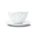 TASSEN Happy Face Porcelain Coffee Cup & Saucer Set – 6.5 oz