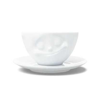 TASSEN Happy Face Porcelain Coffee Cup & Saucer Set – 6.5 oz
