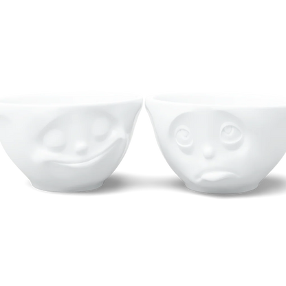 TASSEN Happy & Oh Please Face Porcelain Bowl Set – 6.5 oz (Set of 2)