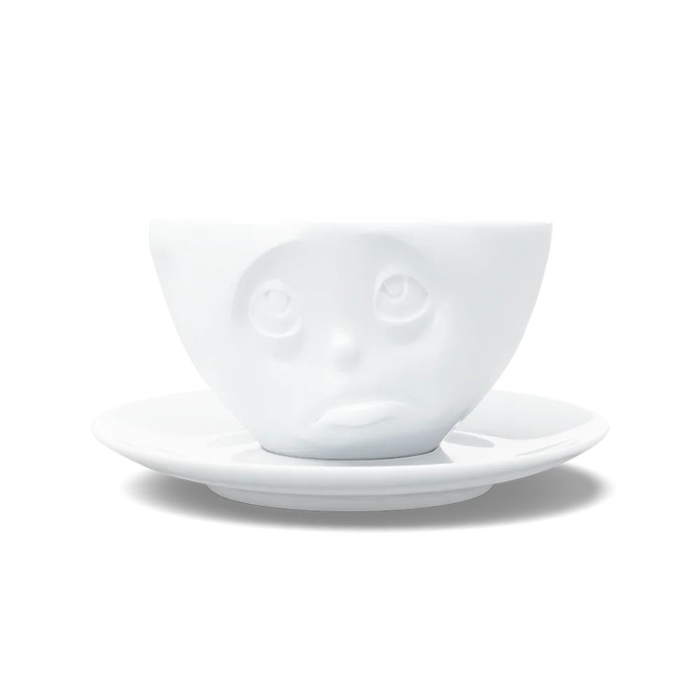 TASSEN "Oh Please" Face Porcelain Coffee Cup & Saucer Set – 6.5 oz