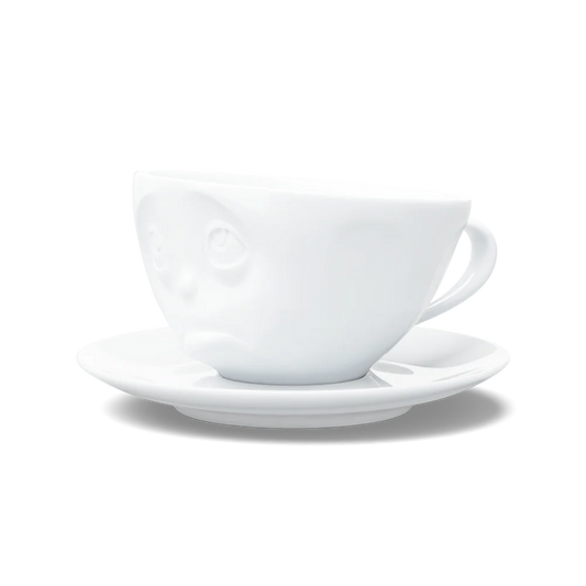 TASSEN "Oh Please" Face Porcelain Coffee Cup & Saucer Set – 6.5 oz