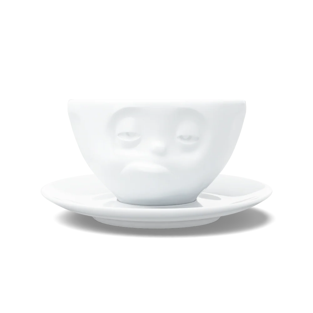 TASSEN Snoozy Face Porcelain Coffee Cup & Saucer Set – 6.5 oz