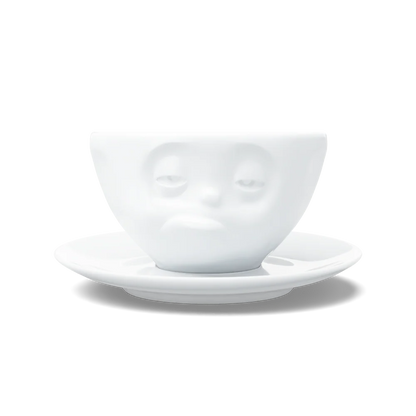 TASSEN Snoozy Face Porcelain Coffee Cup & Saucer Set – 6.5 oz
