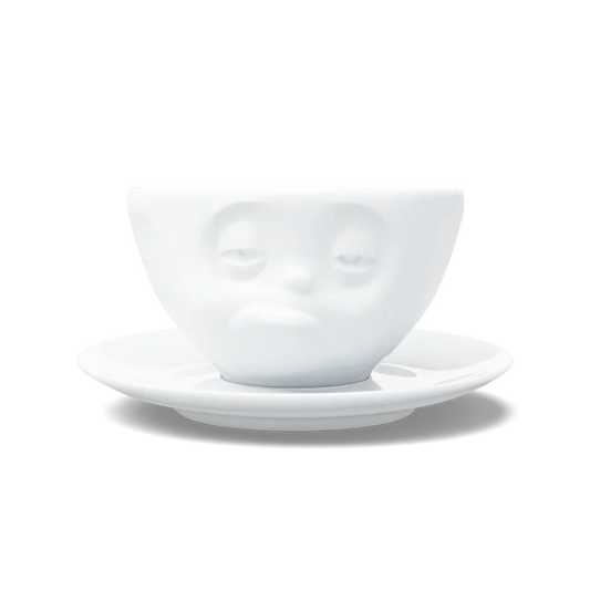 TASSEN Snoozy Face Porcelain Coffee Cup & Saucer Set – 6.5 oz