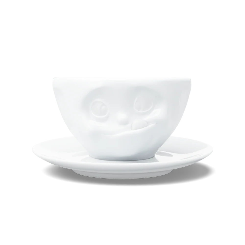 TASSEN Tasty Face Porcelain Coffee Cup & Saucer Set – 6.5 oz