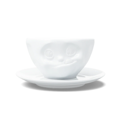 TASSEN Tasty Face Porcelain Coffee Cup & Saucer Set – 6.5 oz