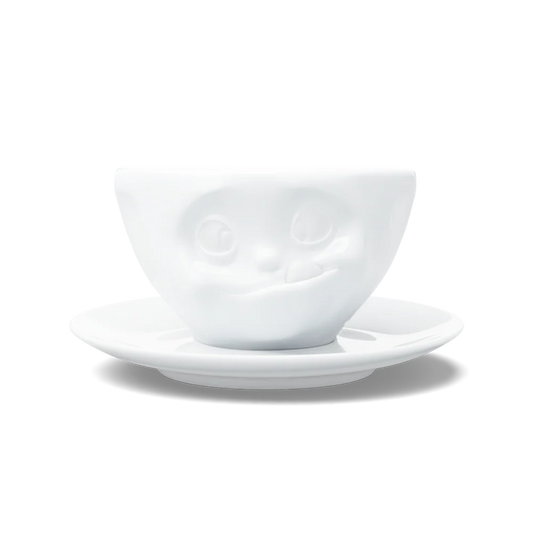 TASSEN Tasty Face Porcelain Coffee Cup & Saucer Set – 6.5 oz