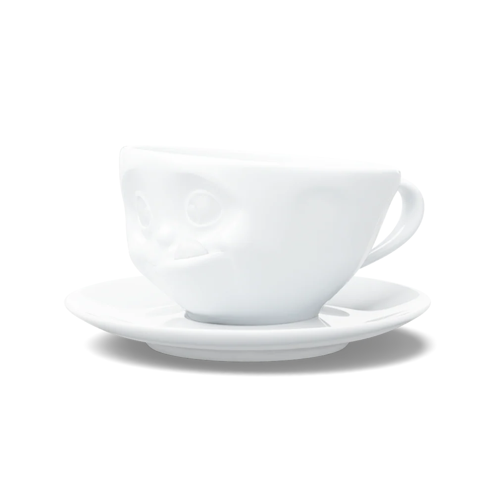 TASSEN Tasty Face Porcelain Coffee Cup & Saucer Set – 6.5 oz
