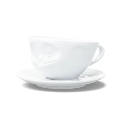 TASSEN Tasty Face Porcelain Coffee Cup & Saucer Set – 6.5 oz