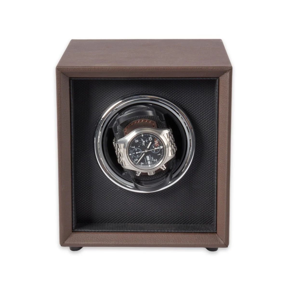 Vito Single Watch Winder – Brown Leather with LED Display
