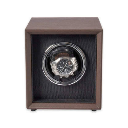 Vito Single Watch Winder – Brown Leather with LED Display