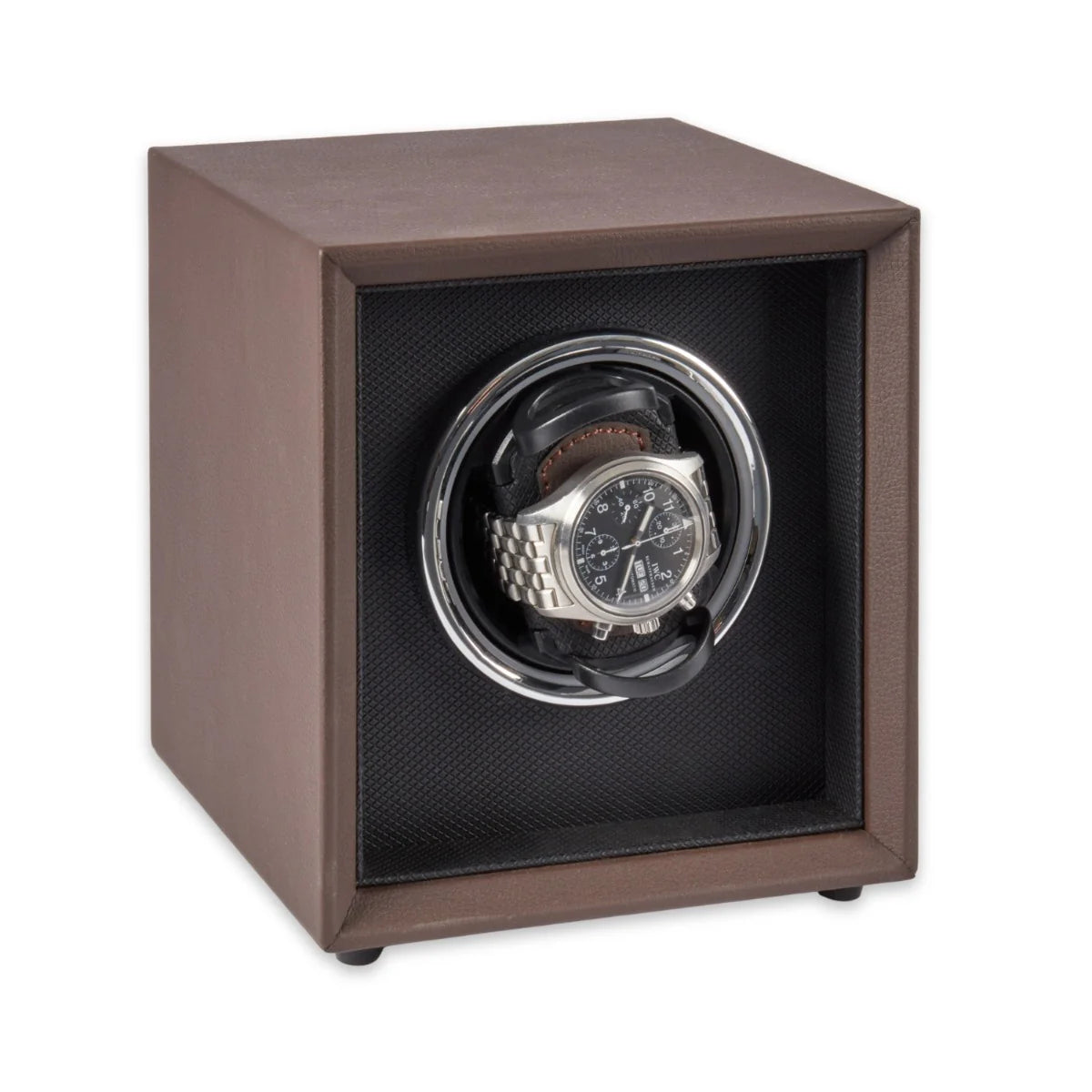 Vito Single Watch Winder – Brown Leather with LED Display
