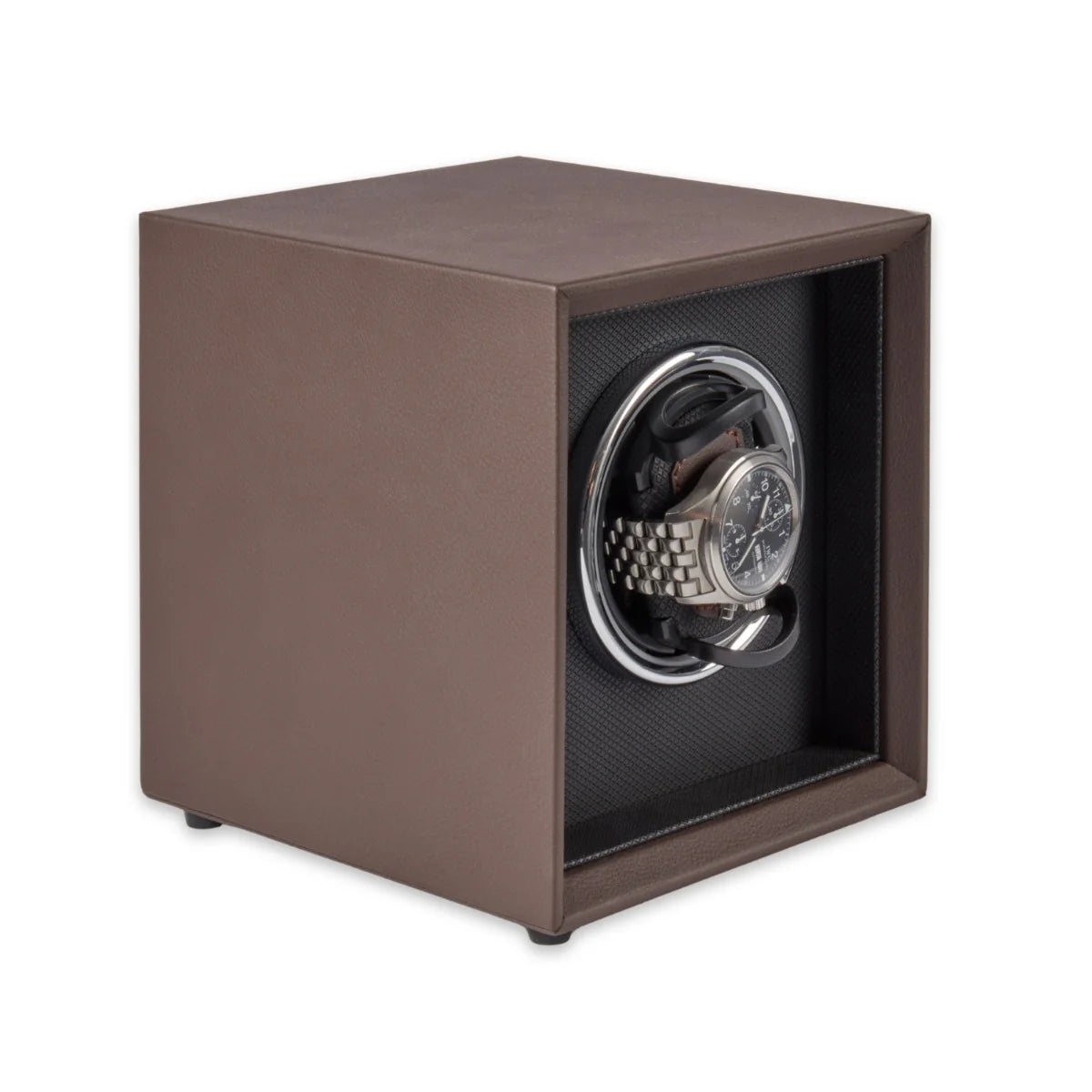Vito Single Watch Winder – Brown Leather with LED Display