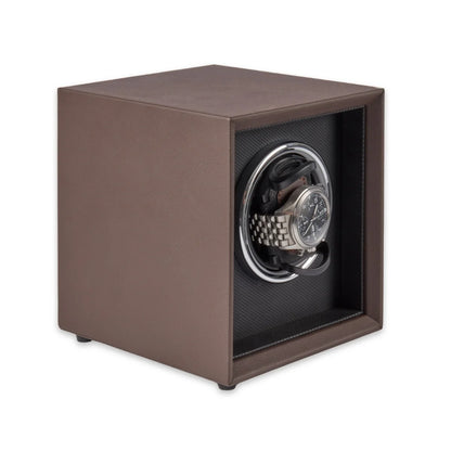 Vito Single Watch Winder – Brown Leather with LED Display