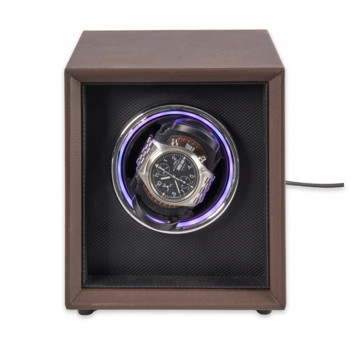 Vito Single Watch Winder – Brown Leather with LED Display
