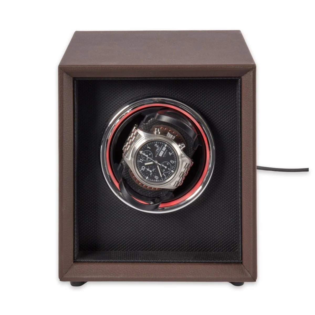 Vito Single Watch Winder – Brown Leather with LED Display