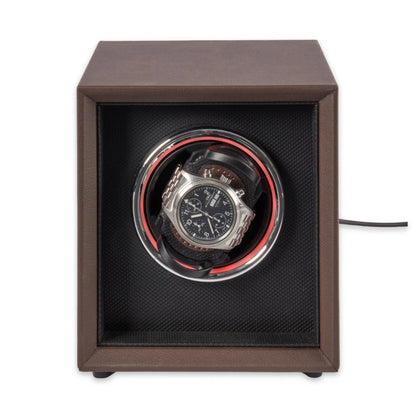 Vito Single Watch Winder – Brown Leather with LED Display