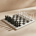 White & Black Marble Chess Set with Storage Case – Luxury Handmade Stone Chess Board