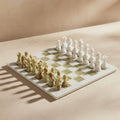 White & Green Onyx Marble Chess Set with Storage Case – Luxury Handmade Stone Chess Board