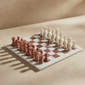 White and Pink Marble Chess Set with Storage Case